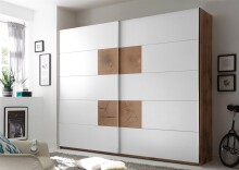 Schwebetürenschrank >Constantin< in Wildeiche / Weiß - 270x225x60cm (BxHxT)