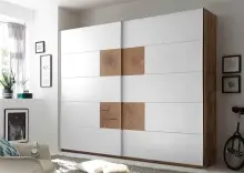 Schwebetürenschrank >Constantin< in Wildeiche / Weiß - 270x225x60cm (BxHxT)