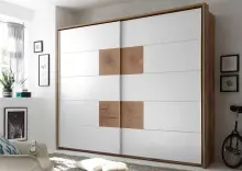 Schwebetürenschrank >Constantin< in Wildeiche / Weiß - 270x225x60cm (BxHxT)