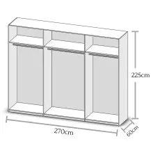 Schwebetürenschrank >Constantin< in Wildeiche / Weiß - 270x225x60cm (BxHxT)
