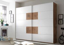 Schwebetürenschrank >Constantin< in Wildeiche / Weiß - 270x225x60cm (BxHxT)