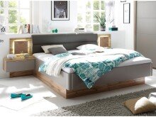 Bett >Constantin< in Wildeiche / Basaltgrau - 305x26x33cm (BxHxT)