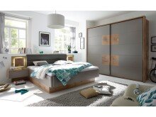 Bett >Constantin< in Wildeiche / Basaltgrau - 305x26x33cm (BxHxT)
