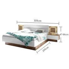 Bett >Constantin< in Wildeiche / Weiß - 305x26x33cm (BxHxT)