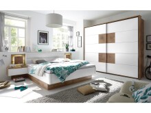 Bett >Constantin< in Wildeiche / Weiß - 305x26x33cm (BxHxT)