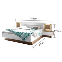 Bett >Constantin< in Wildeiche / Weiß - 305x26x33cm (BxHxT)