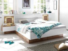 Bett >Constantin< in Wildeiche / Weiß - 305x26x33cm (BxHxT)