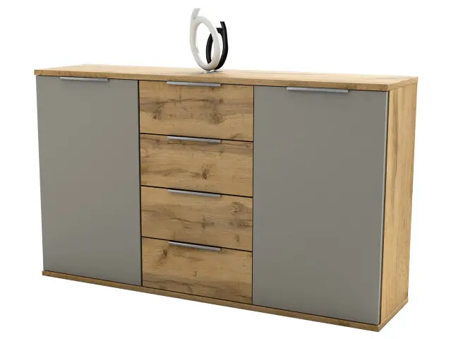 Sideboard >Constantin< in Wildeiche / Basaltgrau - 150x90x38cm (BxHxT)