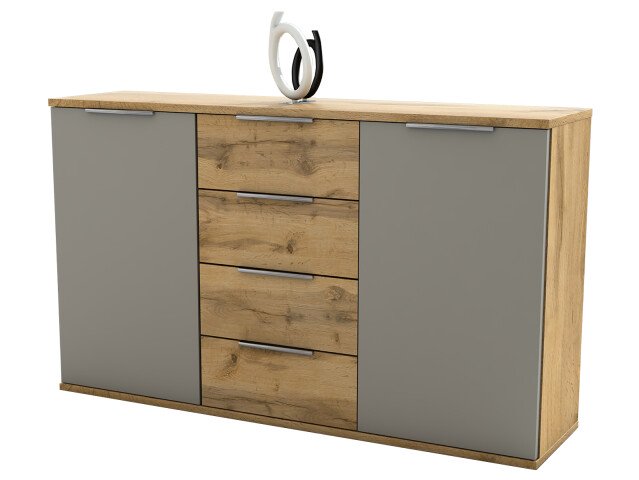 Sideboard >Constantin< in Wildeiche / Basaltgrau - 150x90x38cm (BxHxT)