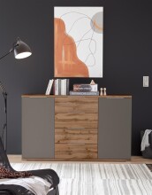 Sideboard >Constantin< in Wildeiche / Basaltgrau - 150x90x38cm (BxHxT)