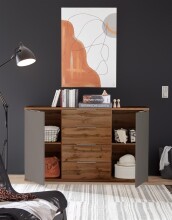 Sideboard >Constantin< in Wildeiche / Basaltgrau - 150x90x38cm (BxHxT)