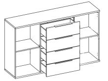 Sideboard >Constantin< in Wildeiche / Basaltgrau - 150x90x38cm (BxHxT)