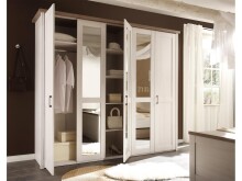 Kleiderschrank >Lebbie< in Pinie Weiß - 241x212x62cm (BxHxT)