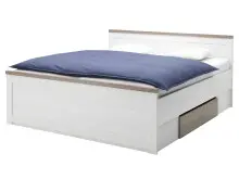 Bett >Lebbie< in Pinie Weiß - 186x91/49x42cm...