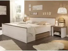 Bett >Lebbie< in Pinie Weiß - 186x91/49x42cm...