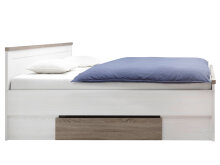 Bett >Lebbie< in Pinie Weiß - 186x91/49x42cm (BxHxT)