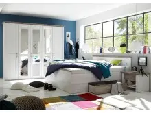 Schlafzimmer-Set >Lebbie< in Pinie Weiß -...