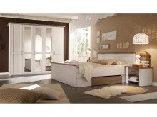 Schlafzimmer-Set >Lebbie< in Pinie Weiß - 241x49x42cm (BxHxT)