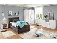 Kleiderschrank >Lebbie< in Pinie Weiß - 150x212x62cm (BxHxT)