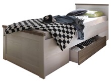 Bett >Lebbie< in Pinie Weiß - 106x91x205cm (BxHxT)