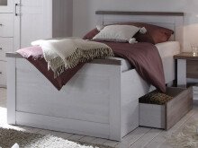 Bett >Lebbie< in Pinie Weiß - 106x91x205cm...