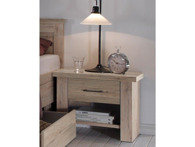 Nachtkommode >Lebbie< in San Remo Eiche - 60x49x42cm (BxHxT)