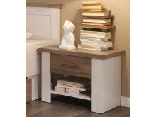Nachtkommode >Lebbie< in Pinie Weiß Nachbildung - 60x49x42cm (BxHxT)