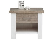 Nachtkommode >Lebbie< in Pinie Weiß Nachbildung - 60x49x42cm (BxHxT)