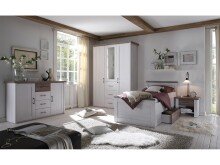 Nachtkommode >Lebbie< in Pinie Weiß Nachbildung - 60x49x42cm (BxHxT)