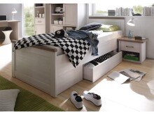 Nachtkommode >Lebbie< in Pinie Weiß Nachbildung - 60x49x42cm (BxHxT)