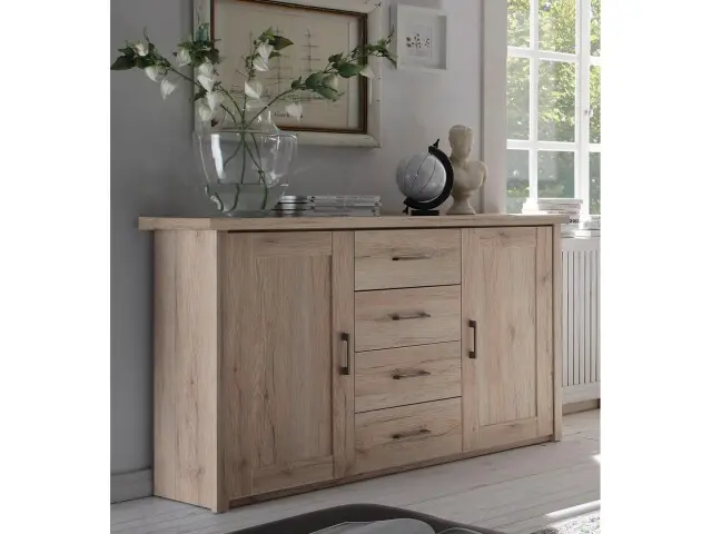 Sideboard >Lebbie< in San Remo Eiche - 150x91x42cm (BxHxT)