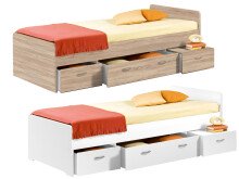 Bradford Modernes Einzelbett mit 3X Schubkästen 90 x...