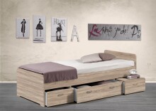 Bradford Modernes Einzelbett mit 3X Schubkästen 90 x 200 cm - Praktisches Jugendzimmer Kojenbett in Eiche Sonoma Optik - 95 x 66 x 204 cm (B/H/T)