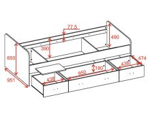 Bradford Modernes Einzelbett mit 3X Schubkästen 90 x 200 cm - Praktisches Jugendzimmer Kojenbett in Eiche Sonoma Optik - 95 x 66 x 204 cm (B/H/T)