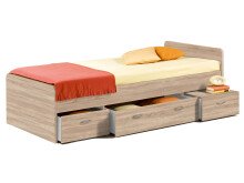 Bradford Modernes Einzelbett mit 3X Schubkästen 90 x 200 cm - Praktisches Jugendzimmer Kojenbett in Eiche Sonoma Optik - 95 x 66 x 204 cm (B/H/T)