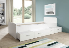 Bradford Modernes Einzelbett mit 3X Schubkästen 90 x 200 cm - Praktisches Jugendzimmer Kojenbett in Weiß - 95 x 66 x 204 cm (B/H/T)