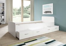Bradford Modernes Einzelbett mit 3X Schubkästen 90 x 200 cm - Praktisches Jugendzimmer Kojenbett in Weiß - 95 x 66 x 204 cm (B/H/T)