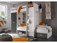 Etagenbett >Mimi< in Weiß/Betonoxid - 269x180x115cm (BxHxT)