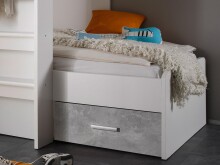 Etagenbett >Mimi< in Weiß/Beton - 269x180x115cm (BxHxT)