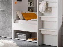 Etagenbett >Mimi< in Weiß/Beton - 269x180x115cm (BxHxT)
