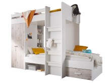 Etagenbett >Mimi< in Weiß/Sandeiche - 269x180x115cm (BxHxT)