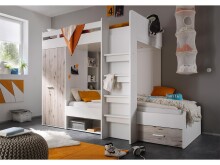 Etagenbett >Mimi< in Weiß/Sandeiche - 269x180x115cm (BxHxT)