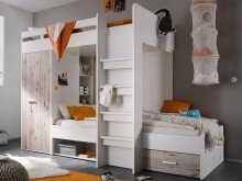 Etagenbett >Mimi< in Weiß/Sandeiche -...