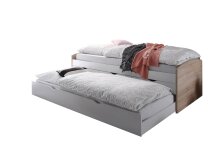 Bettgestell >Georgina< in Sonoma-Eiche/weiß - 96x23,5x198cm (BxHxT)