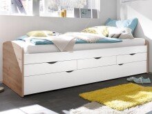 Bettgestell >Georgina< in Sonoma-Eiche/weiß - 96x23,5x198cm (BxHxT)