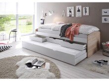 Bettgestell >Georgina< in Sonoma-Eiche/weiß - 96x23,5x198cm (BxHxT)