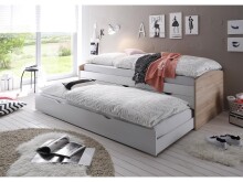 Bettgestell >Georgina< in Sonoma-Eiche/weiß - 96x23,5x198cm (BxHxT)