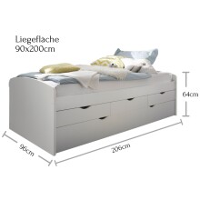 Bettgestell >Georgina< in Weiß - 96x23,5x198cm (BxHxT)