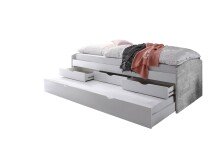 Bettgestell >Georgina< in Beton/weiß - 96x23,5x198cm (BxHxT)