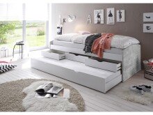 Bettgestell >Georgina< in Beton/weiß - 96x23,5x198cm (BxHxT)